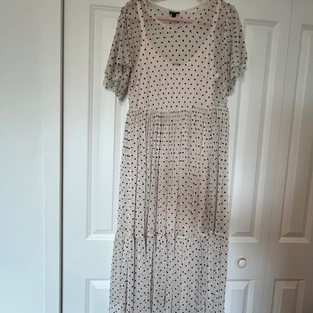 TORRID Ivory with Black Hearts Tulle Dress